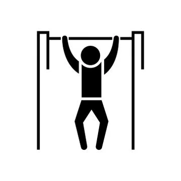 Pull-up - workout - street Exercise icon, vector illustration, black sign on Illustrazione stock