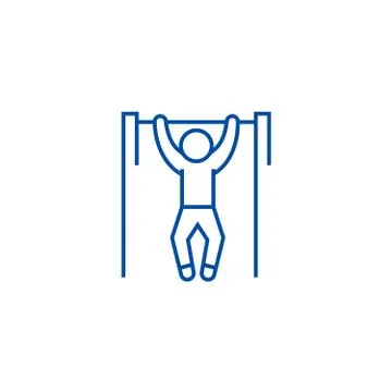 Pull up, workout, street exercise line icon concept. Pull up, workout, street Stock Illustration