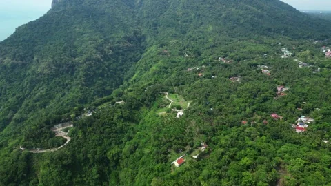 Pullback aerial footage entering hidden resort called Imeldas Garden Resort in Vidéo 336721857