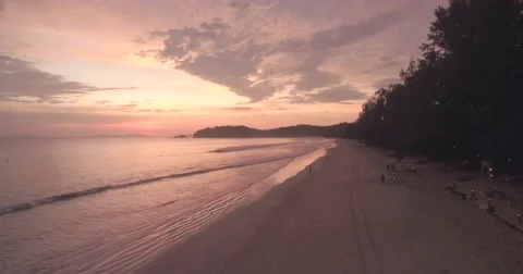 Pullback Aerial Shot Along Ao Yai Beach in Ko Phayam, Thailand Stock Footage 66075930