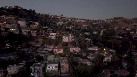 Pullback Aerial Shot Of Luxury Homes At Hollywood Hills In Los Angeles Stock Footage 300143553