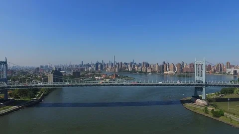Pullback Aerial Shot of Triborough Bridge Stock-Footage 95416734