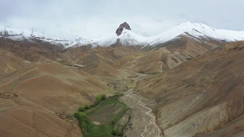 Pullback drone shot of famous namkila high pass of ladakh Видео 121950314