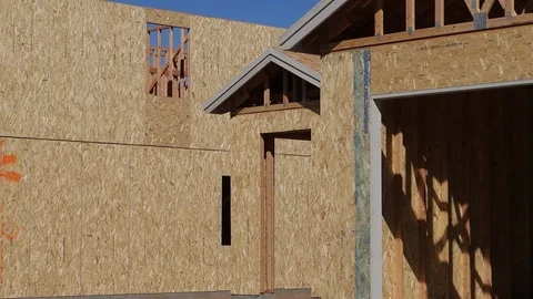 Pullback New Housing Contruction Daytime Blue Sky Stock Footage 95965391