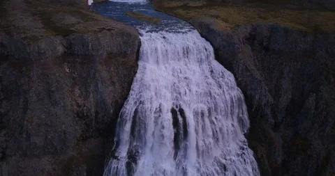Pullback reveal aerial of Dynjandi waterfall Stock Footage 101793144