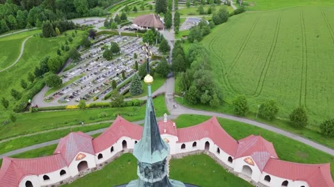 Pullback Reveal Of Star-shaped Pilgrimage Church Of Saint John Of Nepomuk At Vídeos de archivo 306572127