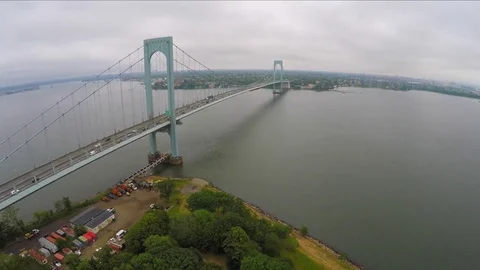 Pullback Shot of Whitestone Bridge Stock-Footage 72551581