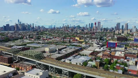 Pullback View of the Smith-9th Street Subway Station Bridge in Gowan Stock-Footage 137489467