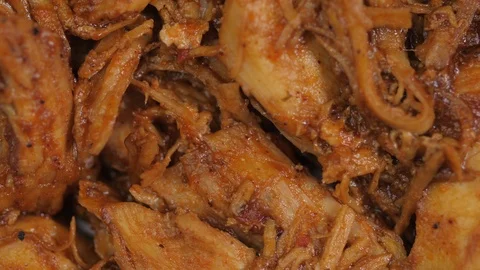 Pulled BBQ chicken close up spinning 02 스톡 동영상 110885948