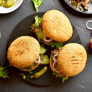 Pulled beef sandwiches Stock Photos