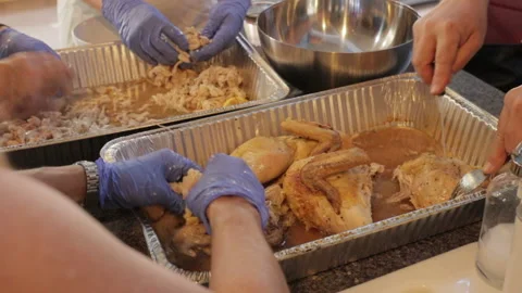 Pulled chicken Stock Footage 143892868