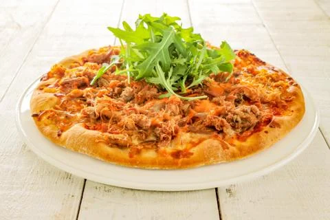 Pulled chicken pizza Stock Photos