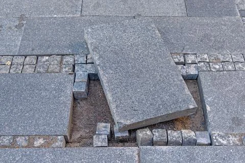 Pulled Out Pavement Tile Foto stock