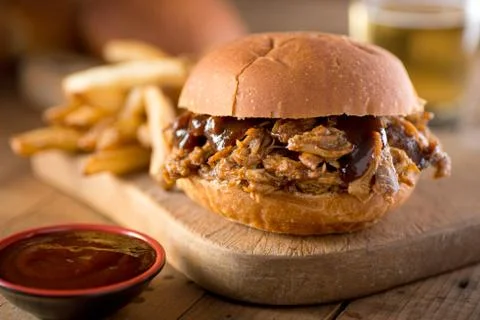 Pulled pork on a bun. Stock Photos