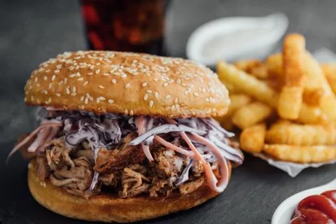 Pulled pork burger Foto stock