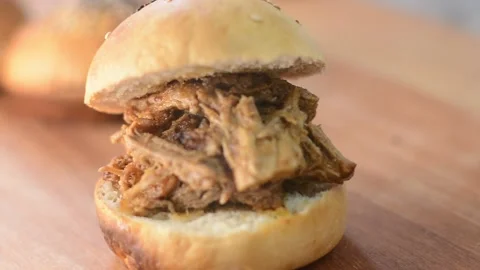 PULLED PORK SANDWICH Video stock 135662106