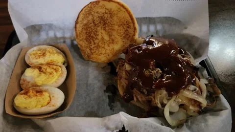 Pulled Rib and Deviled Eggs 스톡 동영상 200978545