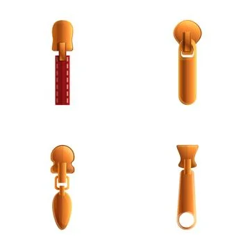 Puller icons set cartoon vector. Zip pull for fastener Stock Illustration