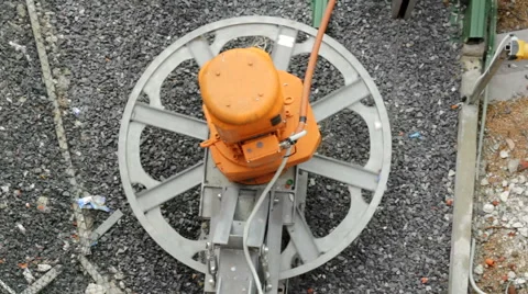 Pullery of electric trams Stock Footage 40528154