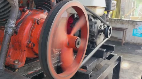 A pulley and belt system Stock Footage 330154417