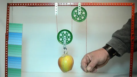 Pulley block model demonstration. Stock Footage 90174286