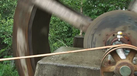 Pulley Driven from Waterwheel 2 Stock Footage 8533197