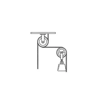 Pulley system illustration: physics concept with weight with shows a fixed Stock Illustration