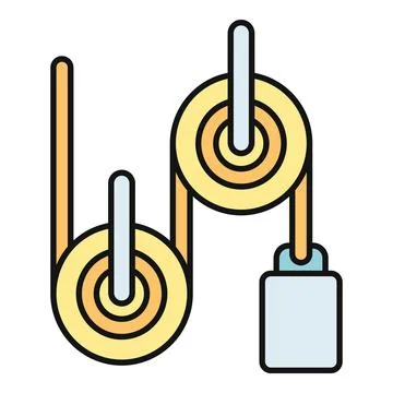 Pulley system lifting weight demonstrating mechanical advantage Stock Illustration
