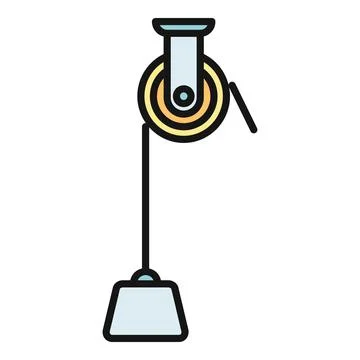 Pulley system lifting weight force flat icon Stock Illustration