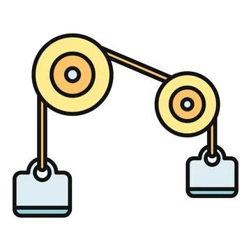 Pulley system lifting weights illustrating mechanical physics concept Stock Illustration