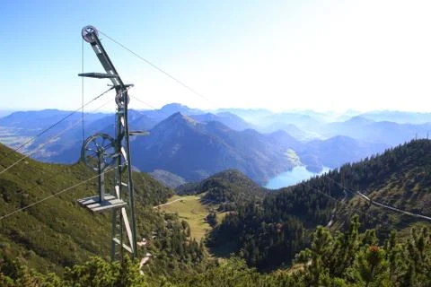 Pulley system on top of a mountain Stock Photos