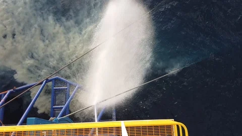 Pulling and cleaning anchor wire by using an anchor winch Stock Footage 102638892