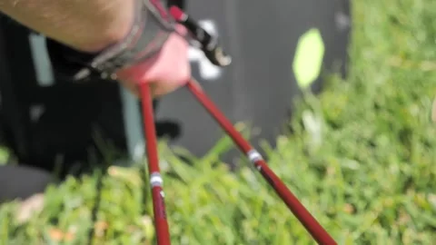 Pulling arrows out of an archery target Stock Footage 171996610