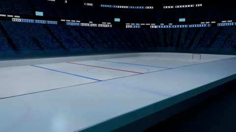 Pulling back camera panning along dasher boards and glass at hockey arena, Stock Footage 339721914