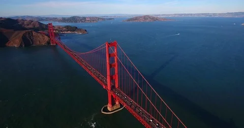 Pulling Back High Aerial Of Golden Gate Bridge 4K Stock Footage 70739072
