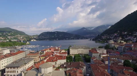 Pulling back from Lake Como view to reveal dome Stock Footage 68727385
