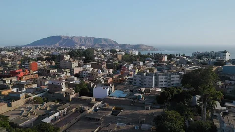 Pulling back over Lima near a church, Peru - South America Video stock 128610415