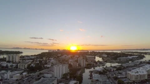 Pulling Back from Sunset Aerial Shot Stock Footage 49086863