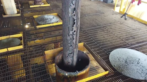 Pulling corroded casing conductor pulled out of hole Stock Footage 149085791