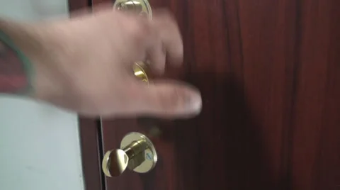 Pulling The Door Handle Medium-Shot Stock Footage 35458159