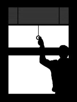 Pulling down the blinds Stock Illustration