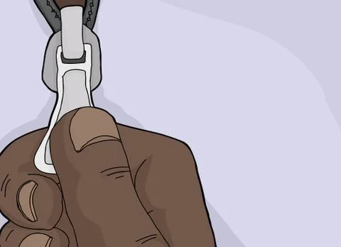 Pulling Down Zipper on Blue Stock Illustration