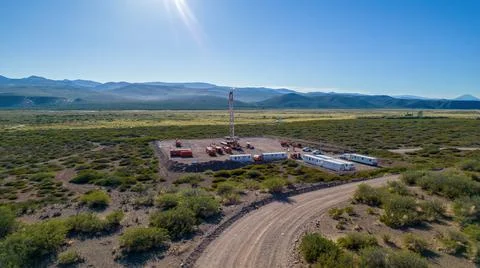 Pulling equipment in oil field Stock Photos