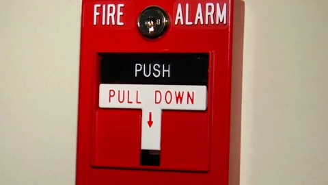 Pulling A Fire Alarm Close Up Stock Footage 144420416