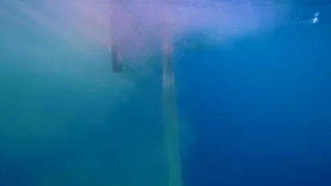Pulling the Fishing Net Underwater View Vídeo Stock 144678640