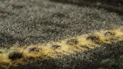 Pulling focus on old woollen bed cover 4K video Stock Footage 221955087