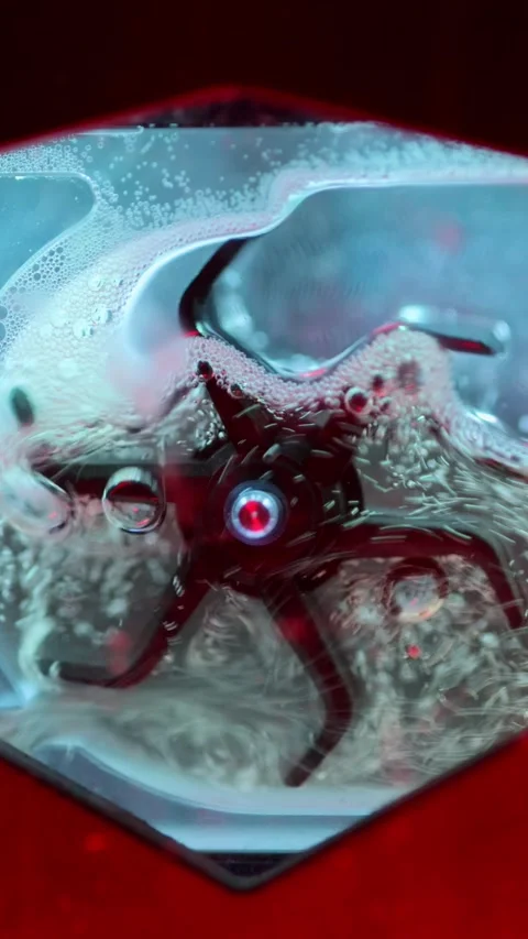 Pulling Focus on PC Water Cooling System with Flowing Coolant Close-Up Stock-Footage 328265986