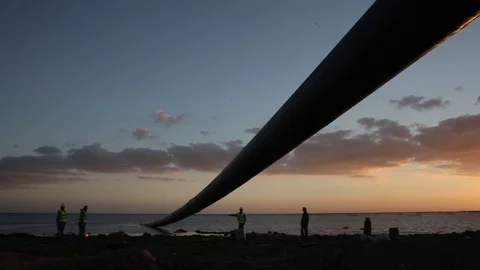Pulling Gas Pipeline from the sea Video stock 113268997