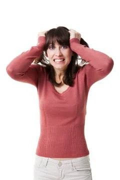 Pulling hair in despair Stock Photos