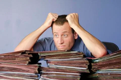 Pulling hair out at work. Foto stock